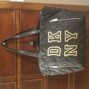 NWT DKNY Black & Gold Large Logo Tote